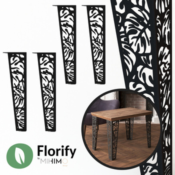 Florify 4 Beinen für Tisch, Beistelltisch, Schrank, Möbelfüße mit Monstera Deliciosa Pflanzenmuster Mittel 40 cm Höhe 