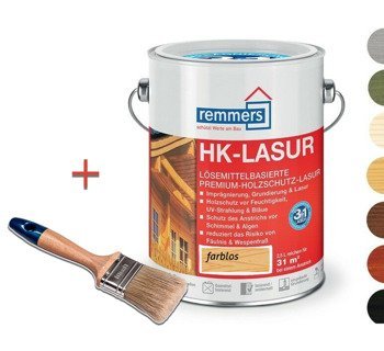 SET Remmers Aidol HK Lasur Holzlasur Holzschutz 2,5 L mit Pinsel Farblos