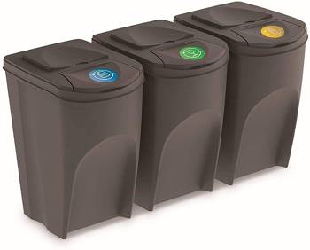 Sortibox Mülleimer Mülltrennsystem Abfalleimer Behälter 3x35L Grau