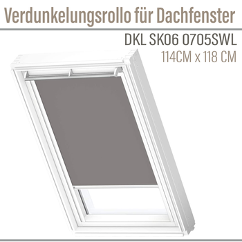VELUX DKL SK06 0705SWL Grau Verdunkelungsrollo für Dachfenster 114x118cm