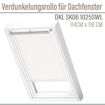VELUX Sichtschutzrollo DKL SK06 1025SWL Weiß Verdunkelungsrollo für Dachfenster 114x118cm