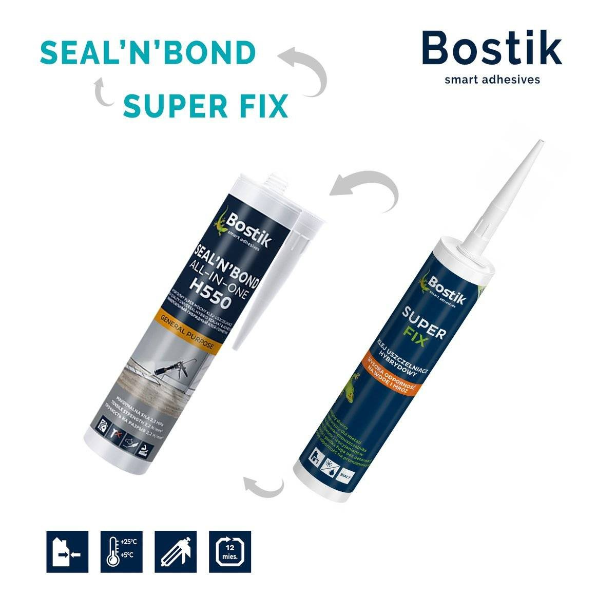 12x BOSTIK Seal'N'Bond Montagekleber Klebstoff Dichtmasse Kartusche 290