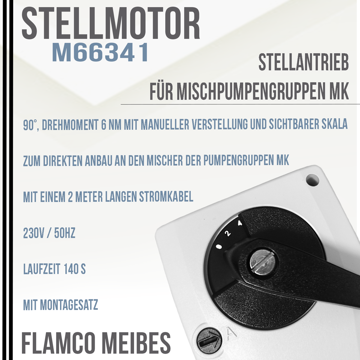 Flamco Meibes Stellantrieb mit Adapter M66341 Stellmotor mit Anbausatz, Baumaterialen \ Installationen \ Elektroinstallation