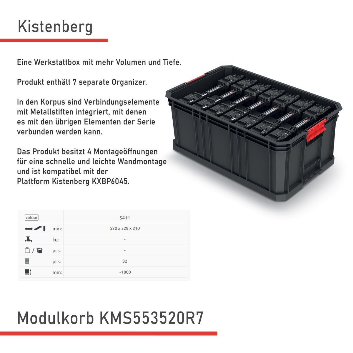 Kistenberg MODULAR SOLUTION Box Aufbewahrungsboxen 52 x 32 x 21 cm + 7  Organizer Kistenberg KMS553520R7 MODULAR SOLUTION+7 organisers | Haus und  Garten \\ Werkstatt Reinigung in der Werkstatt |
