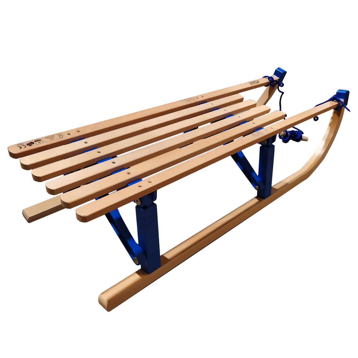 Holzschlitten mit Schlittenlehne COLINT Davos klappbar Holz Blau TÜV/GS 100  cm | Aussenbereich \ Schlitten |
