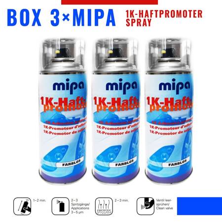 BOX 3x Mipa Haftpromoter Spray Haftgrund Aluminium Metalluntergründe 400ml