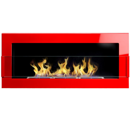 Bio-Kamin mit Glass 900x400 mm rot glänzend