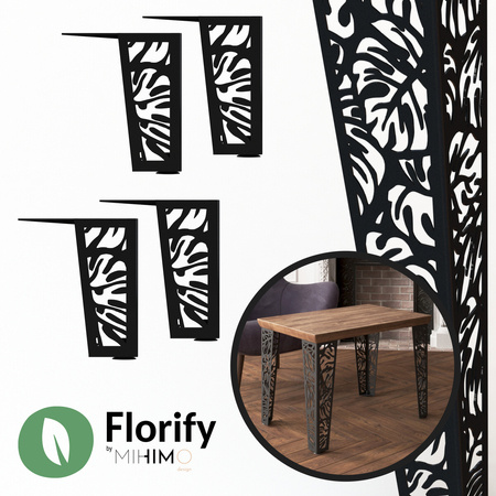 Florify 4 Beinen für Kommode, Schrank, kleinen Tisch, Möbelfüße mit Monstera Deliciosa Pflanzenmuster Klein 15 cm  Höhe 