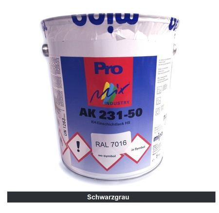 MIPA AK231-50 Farben Schutzlack Grundierung 3in1 Stahl Alu RAL Schwarzgrau 5 KG 