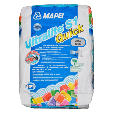 Mapei Ultralite S1 QUICK Leichtklebemörtel Schnell 15 kg Grau