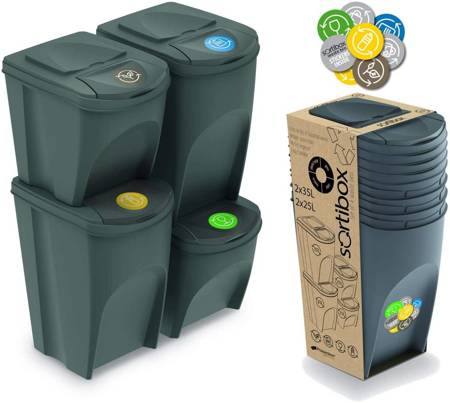 Mülleimer SORTIBOX 2x25+2x35 Abfalltrennkorb erleichtern Hausmüll