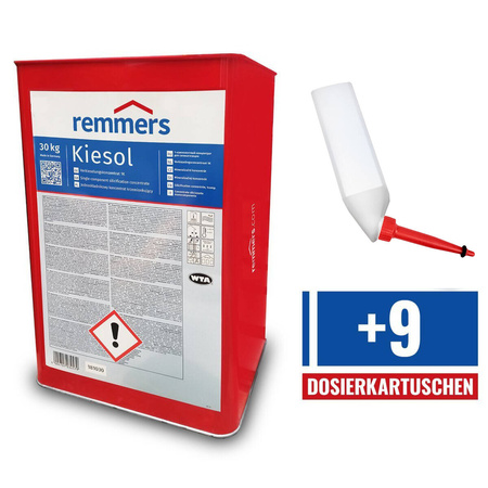 REMMERS KIESOL 30 KG Verkieselung Abdichtung + 9 Dosierkartuschen 