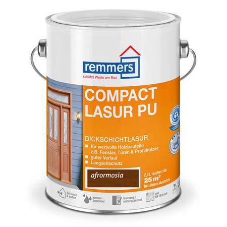 Remmers Compact-Lasur PU 0,75 L Dickschichtlasur Fenster & Türen - Afrormosia