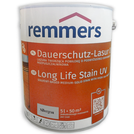 Remmers Dauershutz-Lasur Langzeit-Lasur UV 5 L Holzschutz Holzlasur - Silbergrau