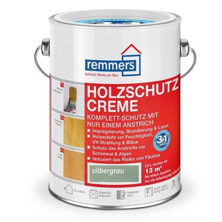 Remmers Holzschutz-Creme 0,75 L Holz Lasur für Außen - Silbergrau