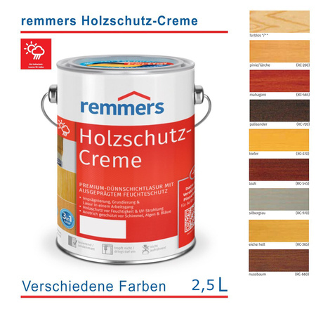 Remmers Holzschutz-Creme 2,5 L Holz Lasur für Außen - Silbergrau