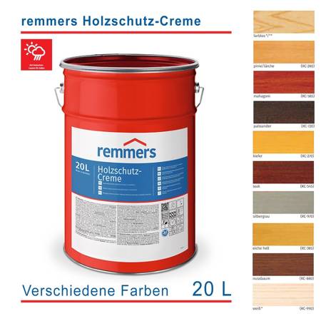 Remmers Holzschutz-Creme 20 L Holz Lasur für Außen alle Farben