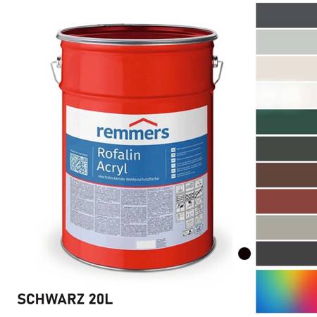Remmers ROFALIN ACRYL 20L SCHWARZ Wetterschutzfarbe für Holz