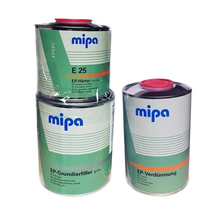 SET Mipa 2,5L:  EP-Grundierfiller Set 2K Füller + Härter + Verdünnung Unterlage