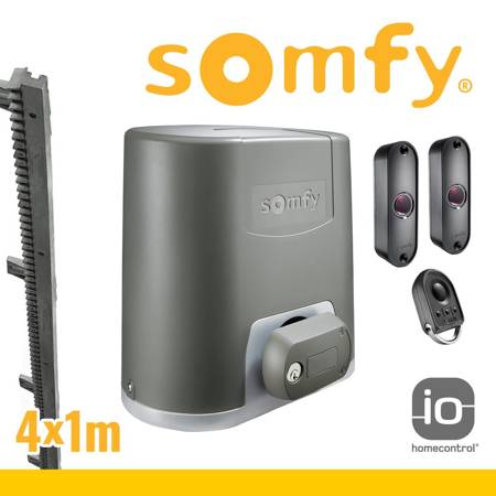 Somfy Elixo 500 3S iO EE Pack Torantrieb Schiebetore Per Funk + Zahnschiene 4 m