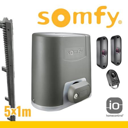 Somfy Elixo 500 3S iO EE Pack Torantrieb Schiebetore Per Funk + Zahnschiene 5 m