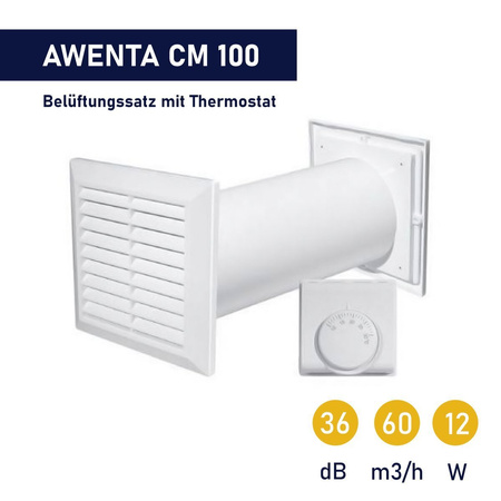 OUTLET Awenta COSY CM100 Lüfter Lüftungsgitter wand ventilator Thermostat  NEU