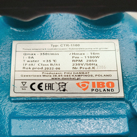 IBO abwasserpumpe CTR 1100 für Kläranlagen und Abwassertanks