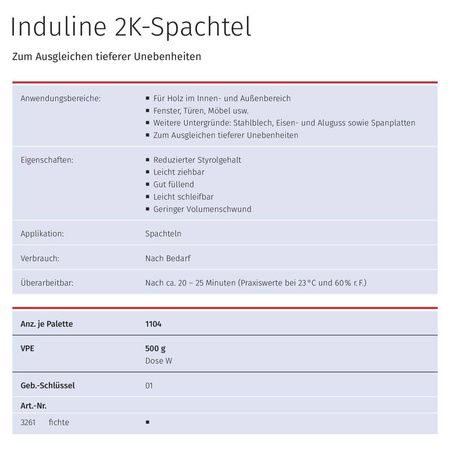 Remmers INDULINE 2K-SPACHTEL Glättung tieferer Beulen FICHTE 0.5 KG 
