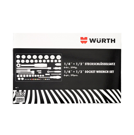WURTH Zebra Steckschlüssel 1/2 Zoll Und 1/4 Zoll 59-Teiliges Sortiment