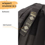 WISPORT RUCKSACK SPARROW 30 II BLACK  SAS PLUS Ergonomic, MOLLE, 1300 g, 30 L