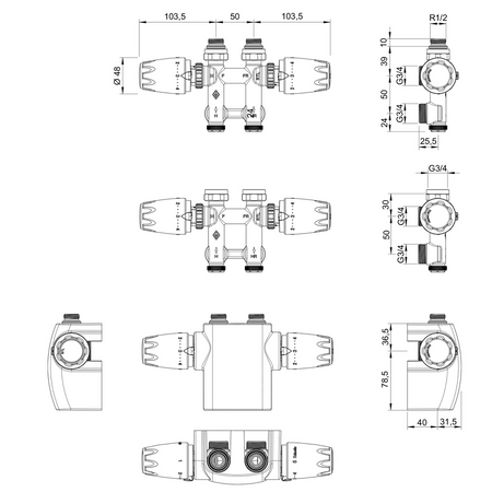 IMI HEIMEIER Multilux 4-F  für Fußbodenheizung und Heizkörper weiß 9690 57 800 