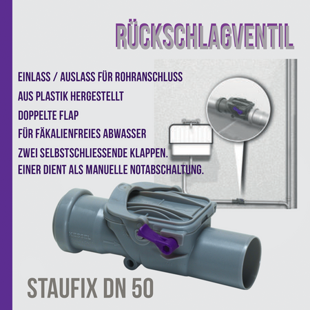 Kessel 73050 Rückstauverschluss Staufix für Abwasser DN 50 ANTI FLUT VENTIL