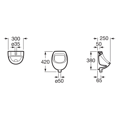 ROCA MINI Pissoir Urinal Zulauf Von Oben Keramik Weiß Modern