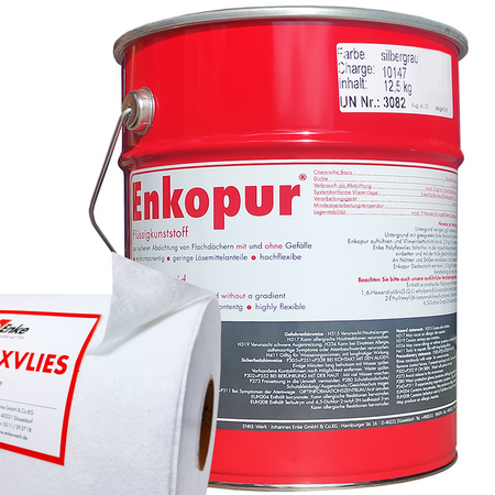 Enkopur Flüssigkunststoff Silbergrau 12,5kg + Polyflexvlies 9m