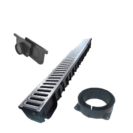 Entwässerungssystem MIDI KIT Dakota 6 m (2×3 m) – Set mit Rosten, Abläufen und Endkappen