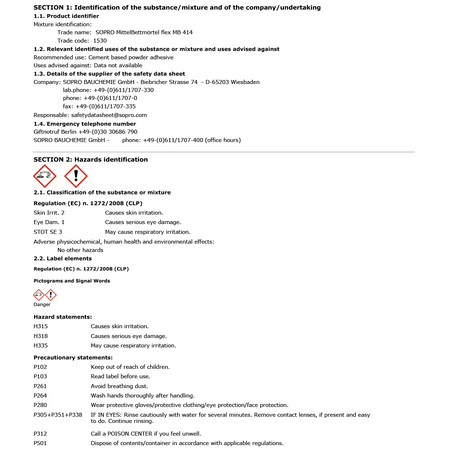 Outlet SOPRO TR 414 MittelBettmörtel Trasshaltig Flex Fliesen 5-20 mm 25 KG