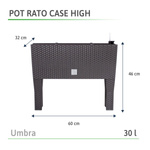 Topf mit Beinen RATO CASE HIGH DRTC600H Umbra Bewässerungsanlage 4 Farben 30 L