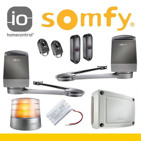 Somfyt Axovia 3S iO Pack Comfort 2-flüglig Drehtorantriebe Beste Komfort + Akku