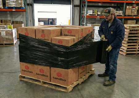 Set 6× Stretchfolie schwarz Bandloo – 2,5 kg – 23 µm – starke, haftende Folie