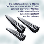 3x Entwässerungsrinne MIDI-KANAL GARAGE-SET Komplett  9m KIT DAKOTA GUNNEX