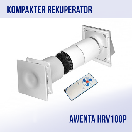 AWENTA Kompakter Rekuperator HRV100P inklusive Fernbedienung
