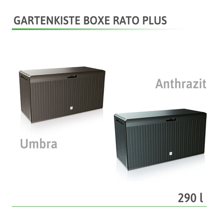 Gartenkiste Boxe Rato Plus Anthrazit Kunststoff mit Deckel 2 Farben 290 L NEU