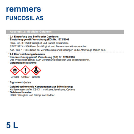 Remmers Funcosil AS 5L Hyprophobische Imprägnierung farblos UV-Beständigkeit