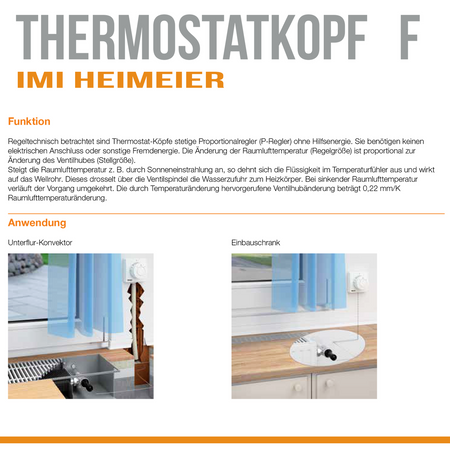 IMI Heimeier Thermostat-Kopf F weiß Ferneinsteller Kapillarrohr 2 m 2802-00.500