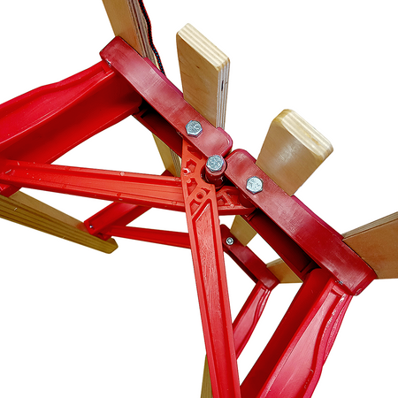 KLAPPBARER HOLZSCHLITTEN Zuggriff + Seil ökologischer Anstrich Metallkufen ROT und Blau