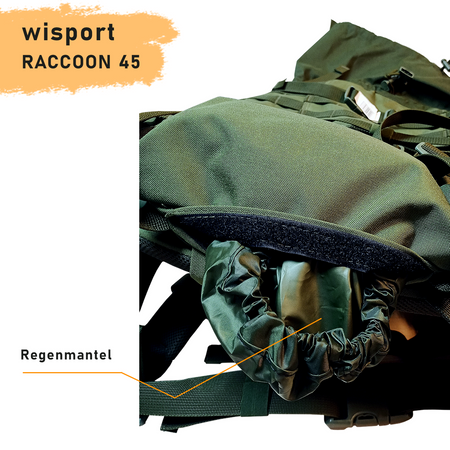 WISPORT RUCKSACK RACCOON 45 OLIVEGRÜN FAS PLUS Ergonomic, MOLLE, 2500 g, 45 L