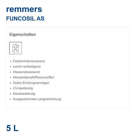 Remmers Funcosil AS 5L Hyprophobische Imprägnierung farblos UV-Beständigkeit
