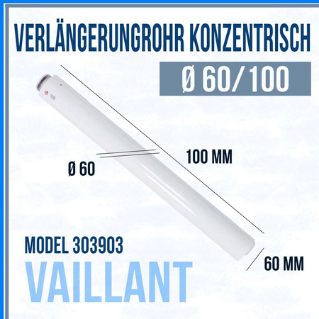 VAILLANT Verlängerungrohr konzentrisch Ø 60/100 mm Abgaskamin PP 303903 1m