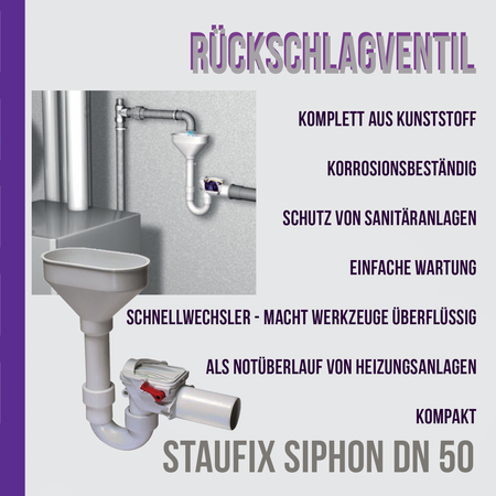 Staufix Siphon DN 50 Kondensat Zweiwege Rückschlagventil DN 50 ANTI SLIP VENTIL