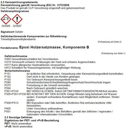  3 * Remmers EPOXI-HOLZERSATZMASSE 3kg Lösemittelfreie 2K-Ausgleichsmasse